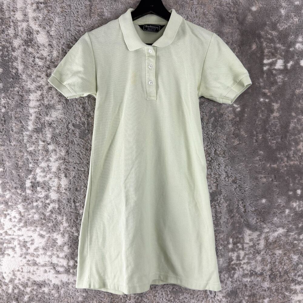 Burberrys Size M Minimalist Mini Polo Shirt Dress Green Short Sleeve Collar